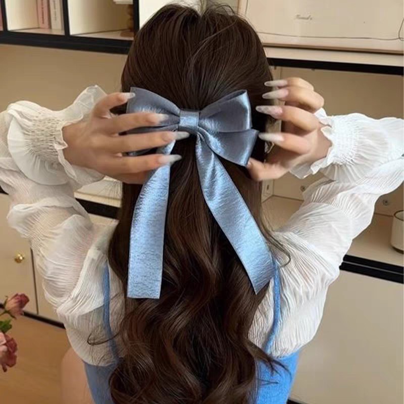 Korean Style Silver Satin Bow  - Tie Clip Silver ulasan dan harga