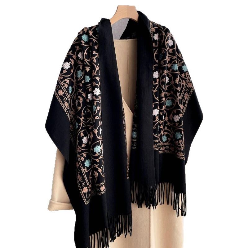2025 New Embroidery Cashmere S - Woven Scarf Blanket ulasan dan harga